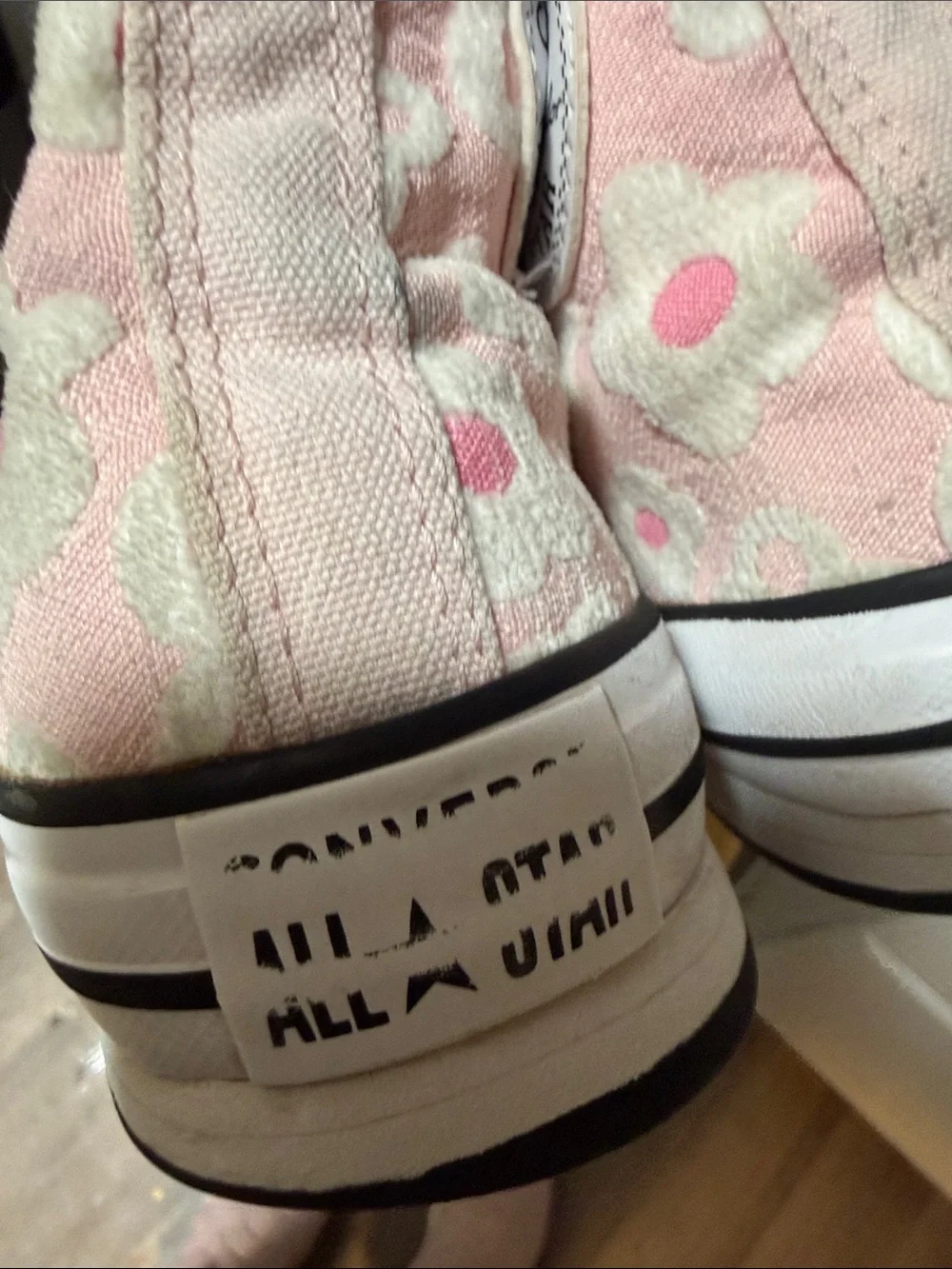 Converse Pink Floral High-Top Kids Sneakers